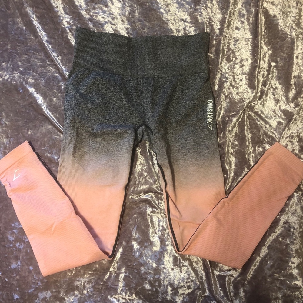 Gymshark ombré leggings peach pink/charcoal